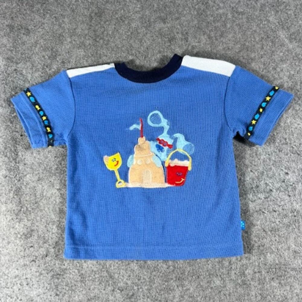 VTG 90s Y2K Blues Clues Baby Tee Toddler 3T Blue Knit Sandcastle Nick Jr Kidcore